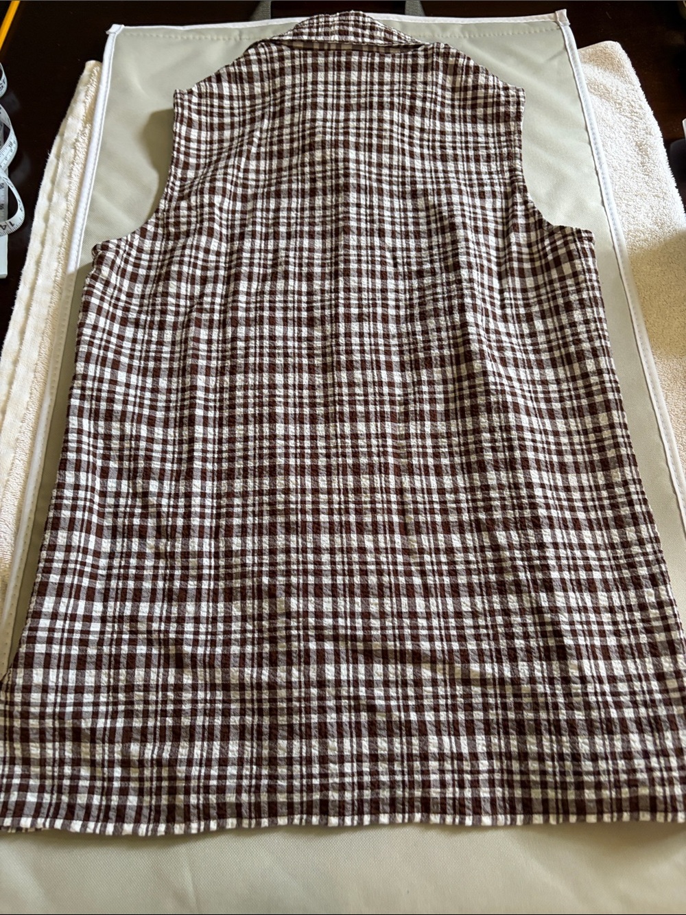 White Stag Brown & White Plaid Stretch Sleeveless Button-Up - Picture 4 of 4